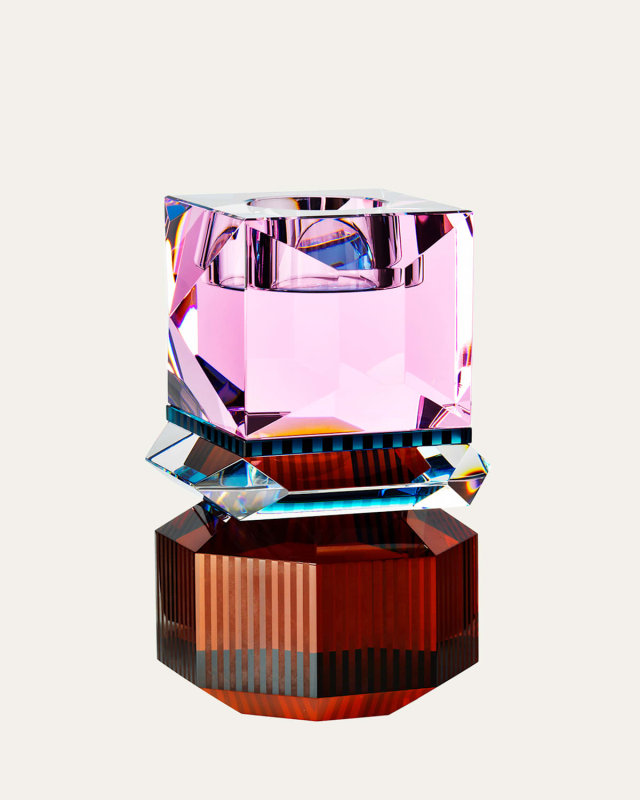Dakota Tealight Holder, Brown & Rose